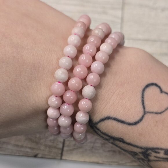 Pink Opal Crystal Beaded Bracelet - Picture 2 of 3